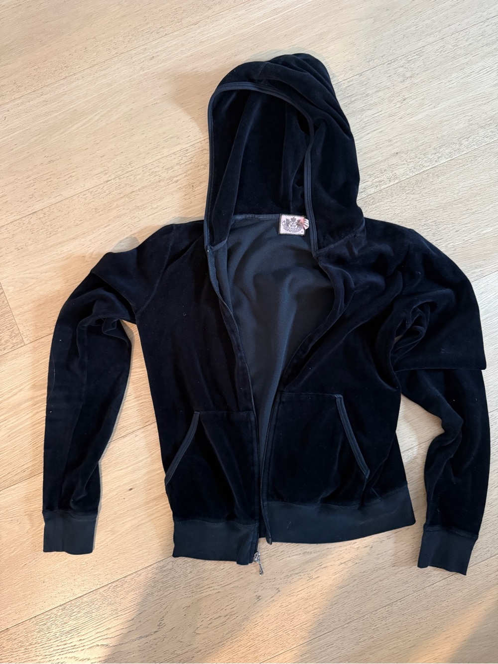Juicy Couture Black Velour Wide-Leg Lounge Hoodie